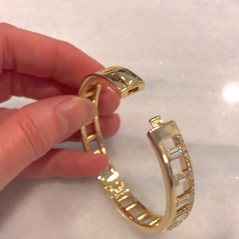 Nordstrom Gold Bangle, Rectangular Crystals - image 4
